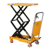 Mesa elevadora manual doble tijera 150 kg Plataforma alta vista desde 3/4